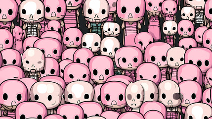 Wall Mural - cute skull, seamless pattern