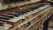 In its weathered state, the piano's keys worn by countless melodies reflect the soulful beauty of imperfect notes, resonating with a timeless musical essence