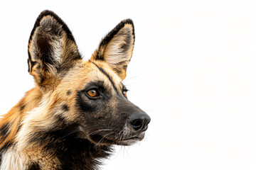 Wall Mural - a dog with a white background looks at the camera