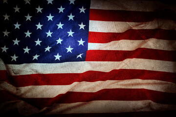 Wall Mural - Close-up of grunge American flag