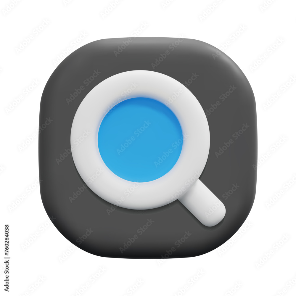 3d vector search button icon. Isolated on white background. 3d user ...