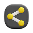 © flow3dvector - 3d vector share button icon. Isolated on white background. 3d user interface and interface ui symbol concept. Cartoon minimal style. 3d ui button icon vector render illustration.
