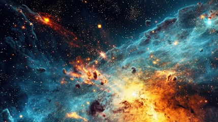 Wall Mural - Galaxies Adorned with Bright Stars and Orbiting Planets