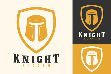 Wall Mural - Vector Warrior Helmet Knight Logo Design