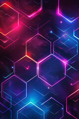 Wall Mural - geometric hexagon pattern with neon light