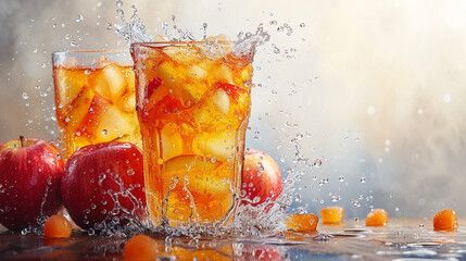 Wall Mural - Fruit juice watercolor painting