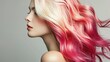 A young woman rocks a trendy hair style with two colors, blonde and pink, adding flair to her look. Ai Generated