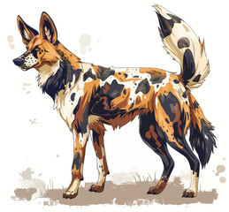 Sticker - Wild Dog Illustration Full Body