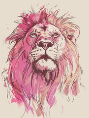 Canvas Print - lion head pink vector