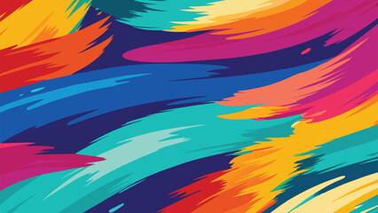 Wall Mural - Abstract seamless pattern with brushstrokes in bright colors. Vector illustration.