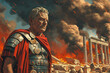 The fall of the Roman Empire, Rome in flames cartoon illustration