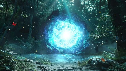 Wall Mural - cosmic encounter ancient entity materializes amidst. seamless looping overlay 4k virtual video anima