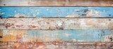 Fototapeta Przestrzenne - Weathered Wooden Wall Showing Signs of Peeling Paint, Rustic Background Texture Concept