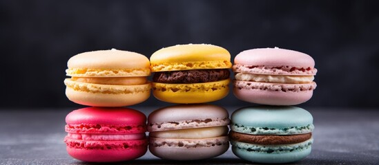 Poster - Delicious and Colorful French Macarons on a White Plate Ready to be Served