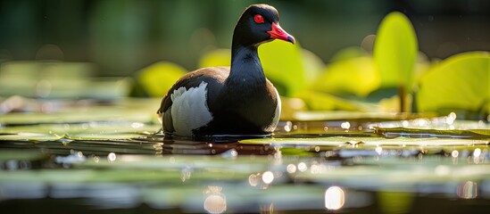 Sticker - Majestic Mallard Duck Glides Serenely Across a Tranquil Pond