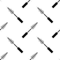 Canvas Print - Mascara Brush Icon Seamless Pattern, Twirl Brush Head Used To Groom The Eyelashes