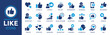 Like icon set. Containing thumbs up, favorite, liked, favorable, positive, appreciation, affirmative, validation and more. Solid vector icons collection.