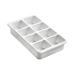 Sticker -  white plastic ice cube tray with 8 slots, 