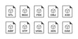 © aiconslab - Black popular 3d modelling file format line icons set. Multi types simple flat design vector infographic pictogram for app web website button ui ux interface elements isolated on white background