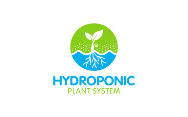 Wall Mural - Illustration vector graphic of modern hydroponic farm with natural green leaf concept logo design