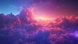 Colorful clouds in night sky with glowing stars
