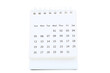 Paper calendar page on white background