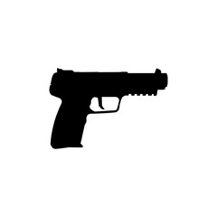 Poster - Silhouette of Hand Gun also known as Pistol, Flat Style, can use for Art Illustration, Logo Gram, Pictogram, Website or Graphic Design Element. Vector Illustration