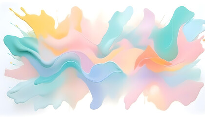 Wall Mural - An abstract painting with swirls of pastel colors on a white canvas