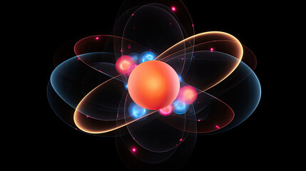Atom on black background