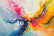 An abstract painting capturing the essence of happiness with bright expressive colors and fluid shapes