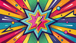 Pop art colorful comics book style background with rays and dots. Vector illustration