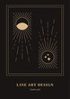 Celestial design card, Decorative Magic Background, Mystical card, Poster Modern Line Art Vector Illustration