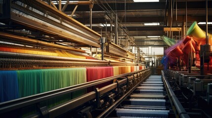 Wall Mural - yarn industry textile mill illustration loom dye, weave knit, silk wool yarn industry textile mill