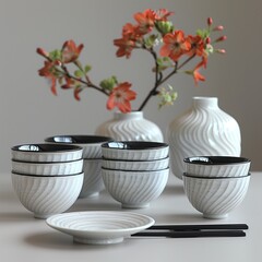 Wall Mural - new empty asian tableware