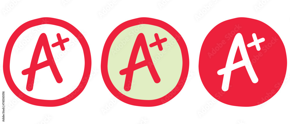 grade A plus sign, grading sign of students in the educational system ...