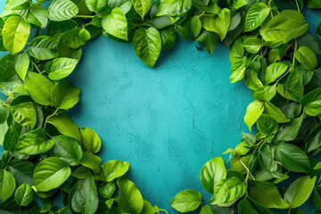 Wall Mural - Leaves in forming a heart shape, World environment day and Earth day background