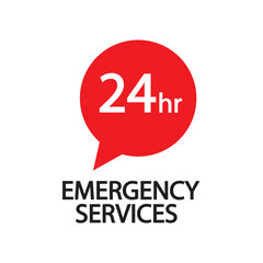 Sticker - Emergency services 24 hours icon. Vector illustration