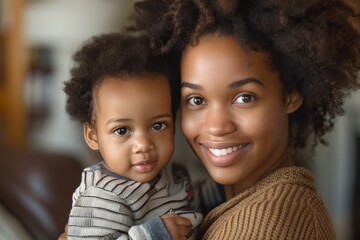 A woman is holding a baby and smiling