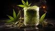 marijuana cocktail, CBD mocktail with a marijuana leaf garnish, value added hemp product 