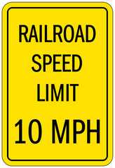 Wall Mural - Railroad safety sign railroad speed limit 10 mph