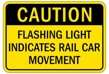 Wall Mural - Railroad safety sign flashing light indicates rail car movement