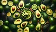Fresh Avocados and Limes Overhead View generative AI
