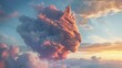 3D Illustrate of A majestic cloud formation taking the shape of an animal wearing a mystical mask