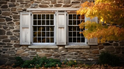 Sticker - rustic window farmhouse building illustration architecture design, country home, traditional vintage rustic window farmhouse building