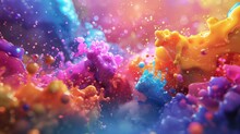 3D Digital Art Illustration Of A Colorful Abstract Background With Paint Splashes And A Vibrant Explosion Of Colors High Resolution, Cinematic And Detailed, This Artwork Features Sharp