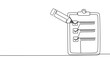 © Natvc - Clipboard with checklist. Continuous line one drawing. Without backgound. Simple line illustration.