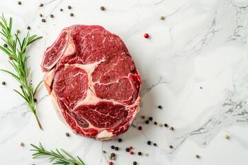 Marbled Rib Eye Steak on Elegant White Marble