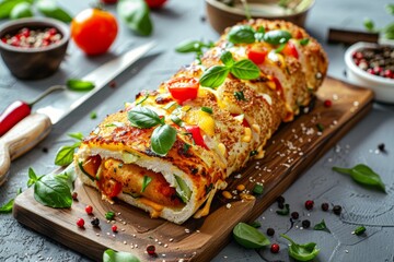 Poster - Gourmet Tortilla Wrap with Fish and Cheese, Casual Dining