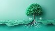 © AdriFerrer - Green-toned paper-cut tree with human figures symbolizing growth and connection.