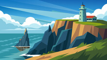 Coastal Cliffside With A Lighthouse